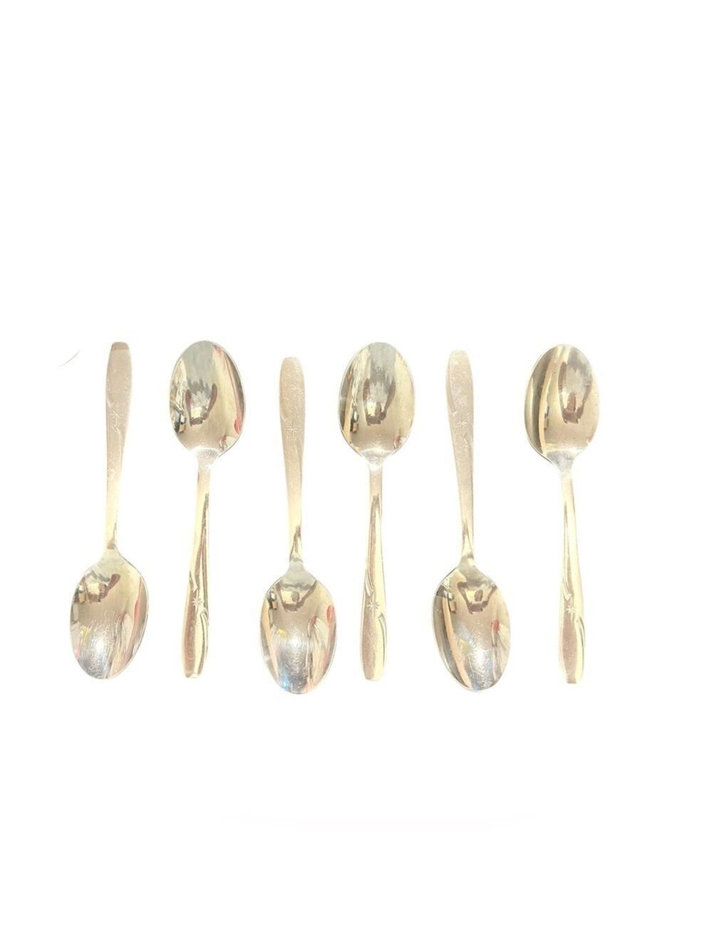 Six ATOMIC STAR Vintage Wallace Serving Soup Spoons 1950’s